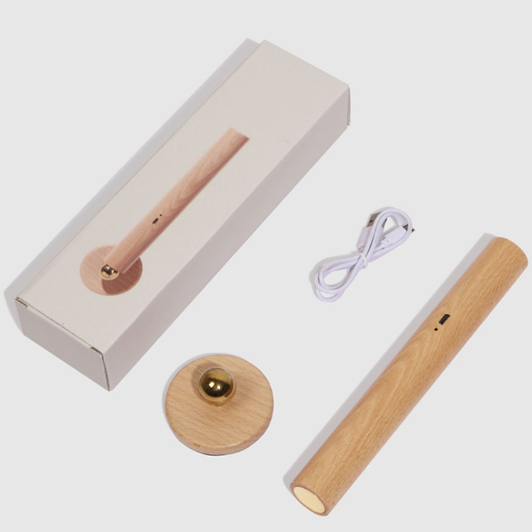 360° Rotatable Wooden LED Wall Lamp - Magnetic Detachable & Stepless Dimming Rechargeable Wall Light