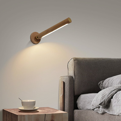 360° Rotatable Wooden LED Wall Lamp - Magnetic Detachable & Stepless Dimming Rechargeable Wall Light