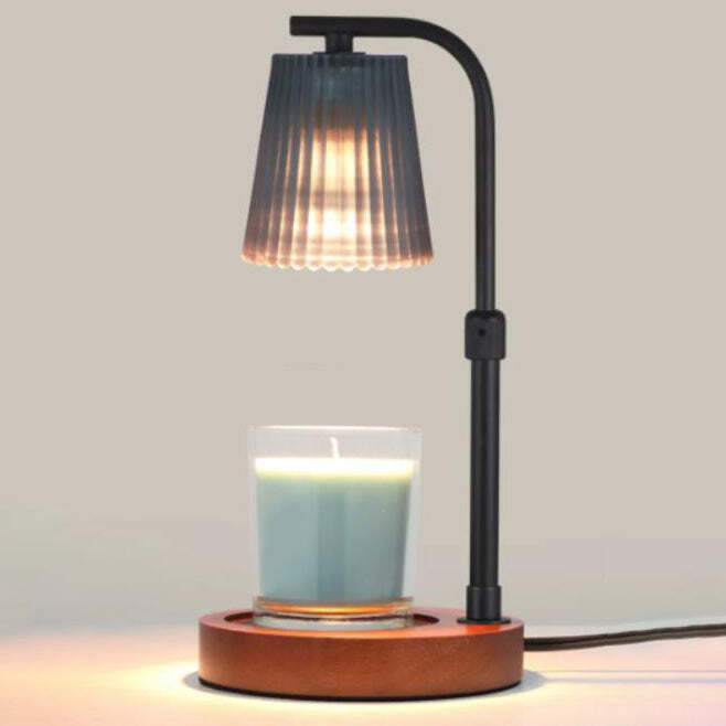 Modern Nordic Pleated Glass Lampshade Wood Base 1-Light Melting Wax Table Lamp