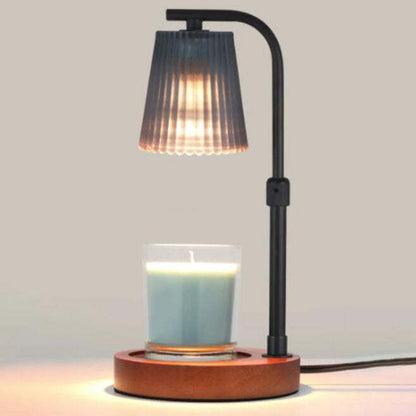 Modern Nordic Pleated Glass Lampshade Wood Base 1-Light Melting Wax Table Lamp