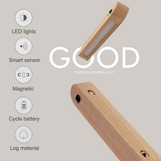 Wooden Rechargeable Induction Lamps - Magnetic Wall Key Holder Motion Sensor Wall Lamp