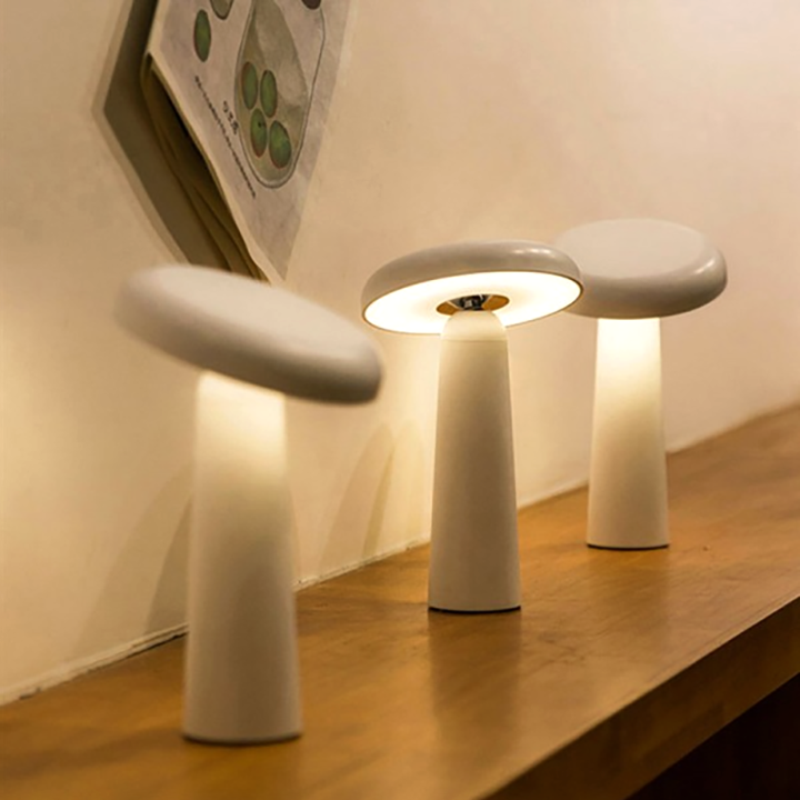 Mushroom LED Table Lamp - Tiltable Lampshade & Stepless Dimmable Touch Control Night Light